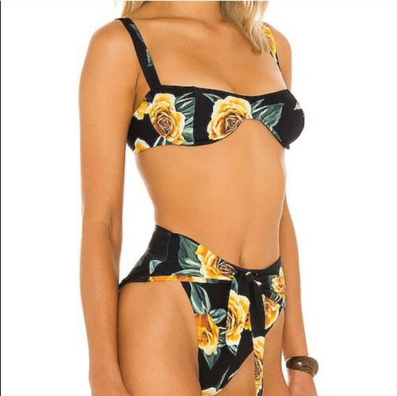 WeWoreWhat Sorrento Top Riviera Bottom Bikini Set Black Rose - Picture 7 of 14